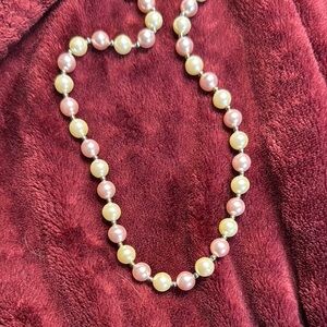 Elegant Pink and Cream Pearl Necklace